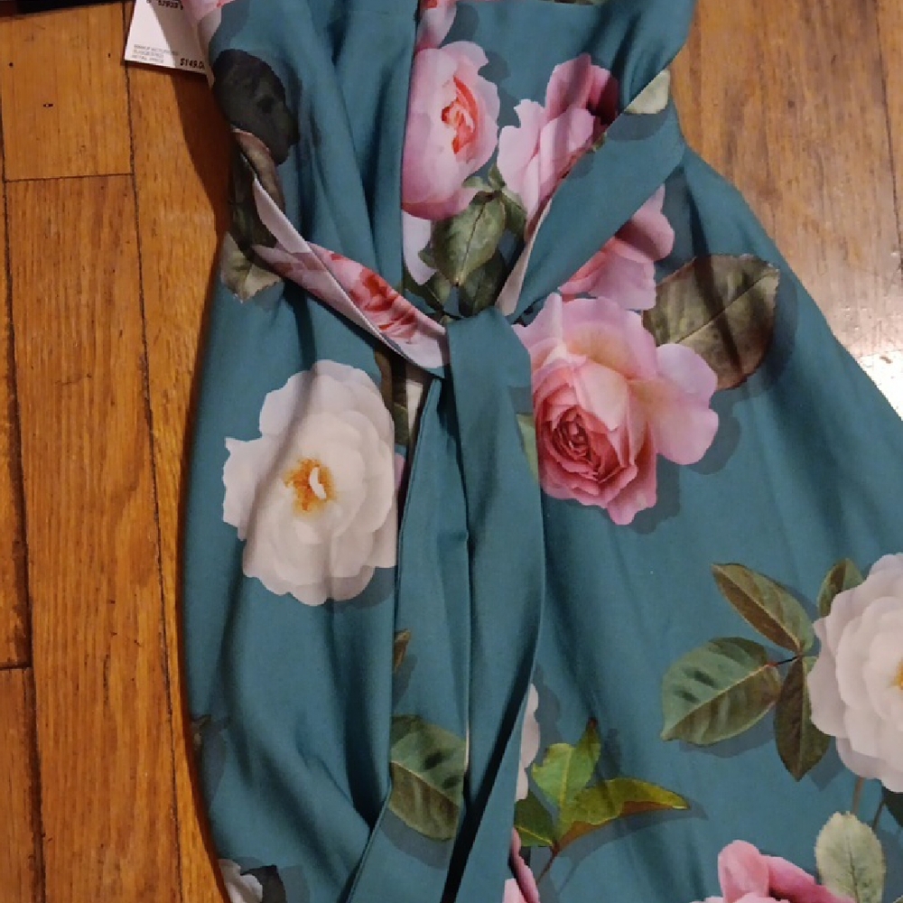Adrianna Papell Pink and White Strapless Peplum Dress 6 NWT - Picture 5 of 5